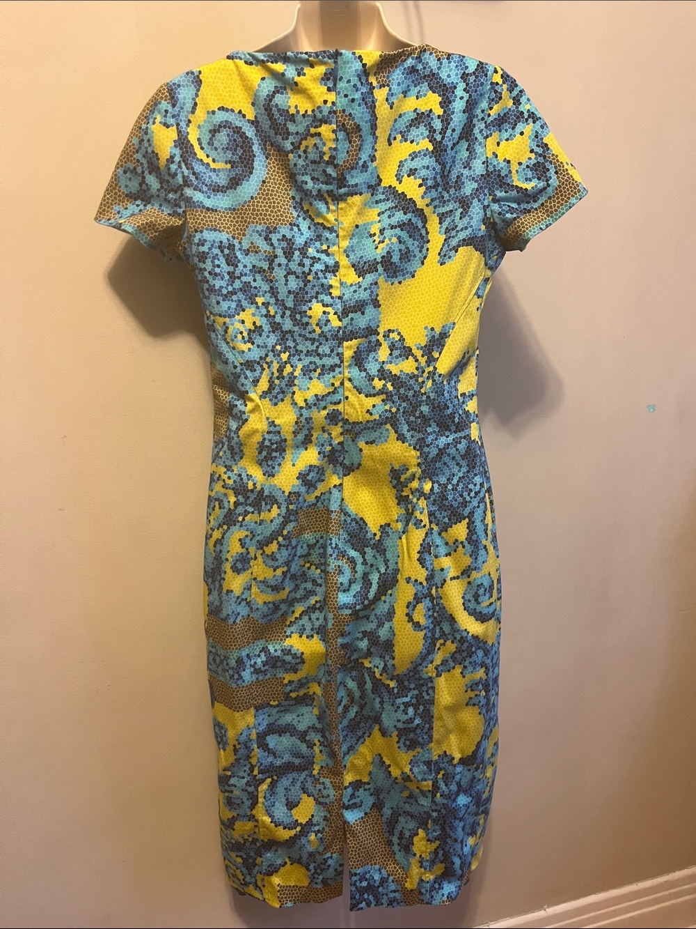 Versace Collection Mosaic Yellow,Blue and Brown Square-Neck Midi Dress - Picture 3 of 15